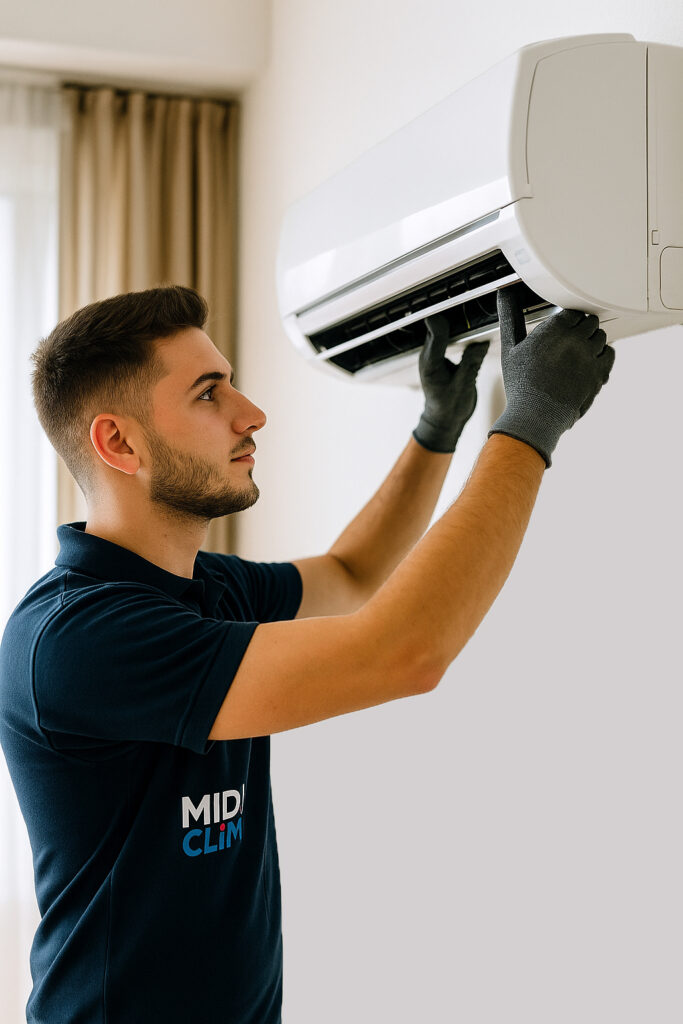 Technicien MidiClim lors d’une installation